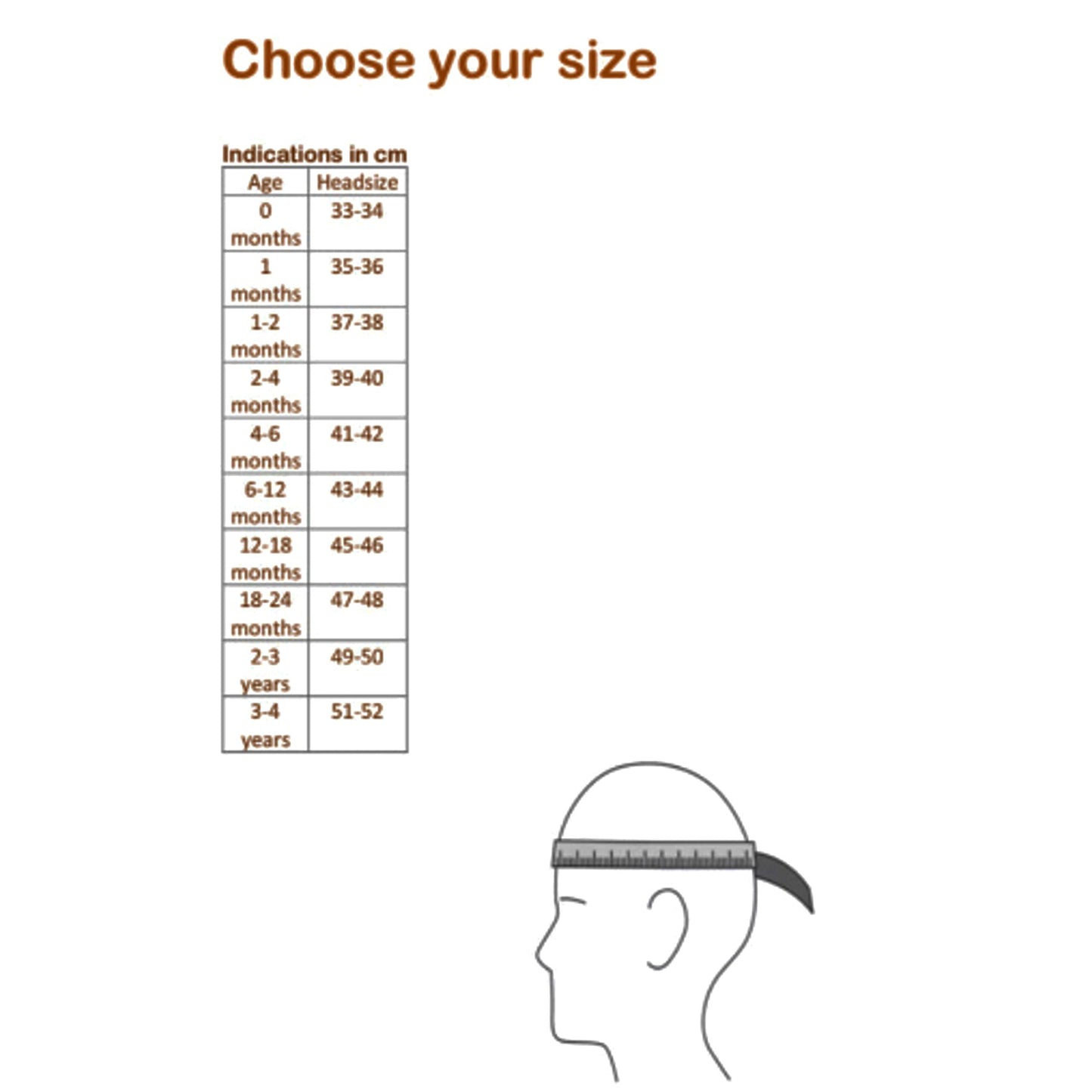 Meting voor baby peuter haarband hoofdomtrek maat. Handgemaakte duurzame babykleding webshop Cuteez