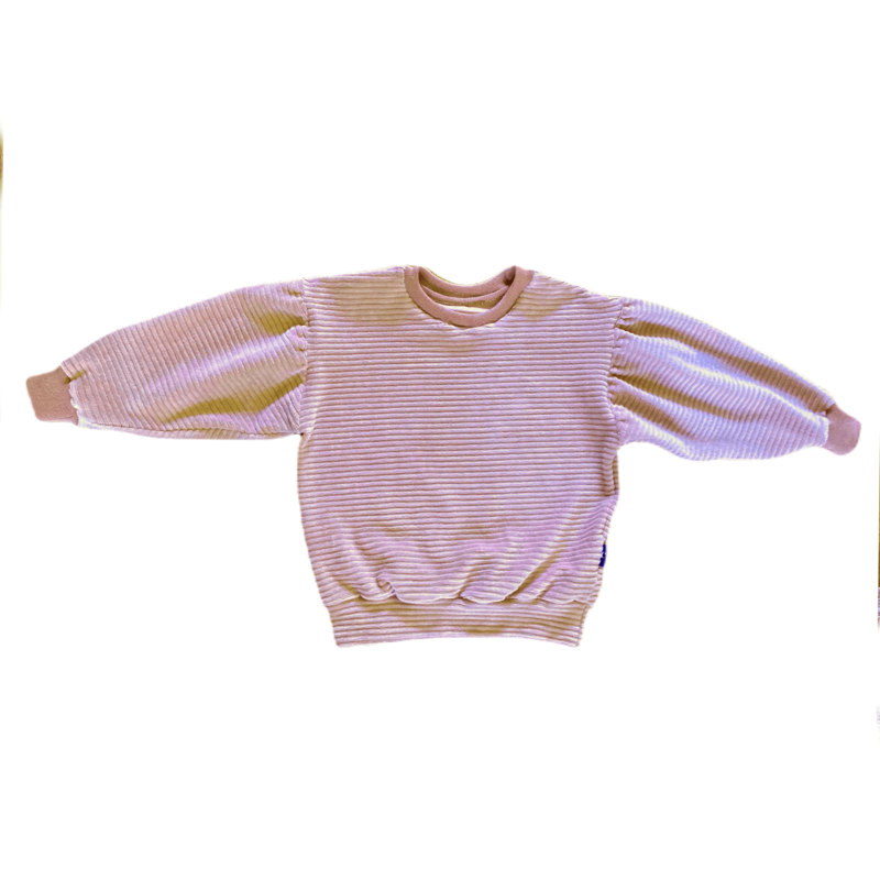 Duurzame kinderkleding voor meisjes: Trui Vesper. Licht oudroze trui van zachte ribstof in maat 86-152. Handgemaakte meisjeskleding kinderkleding.3