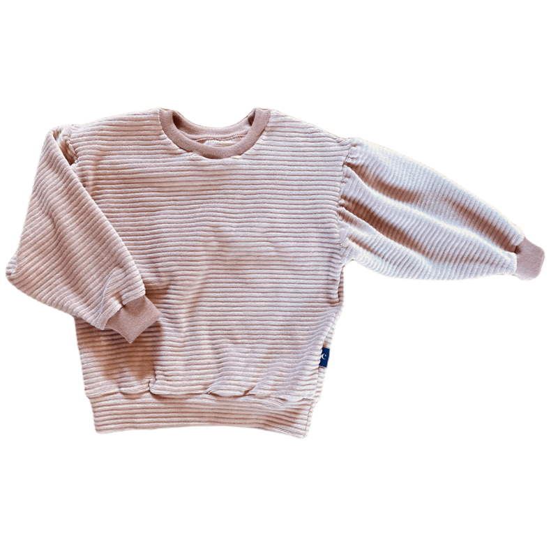Duurzame kinderkleding voor meisjes: Trui Vesper. Licht oudroze trui van zachte ribstof in maat 86-152. Handgemaakte meisjeskleding kinderkleding.2 