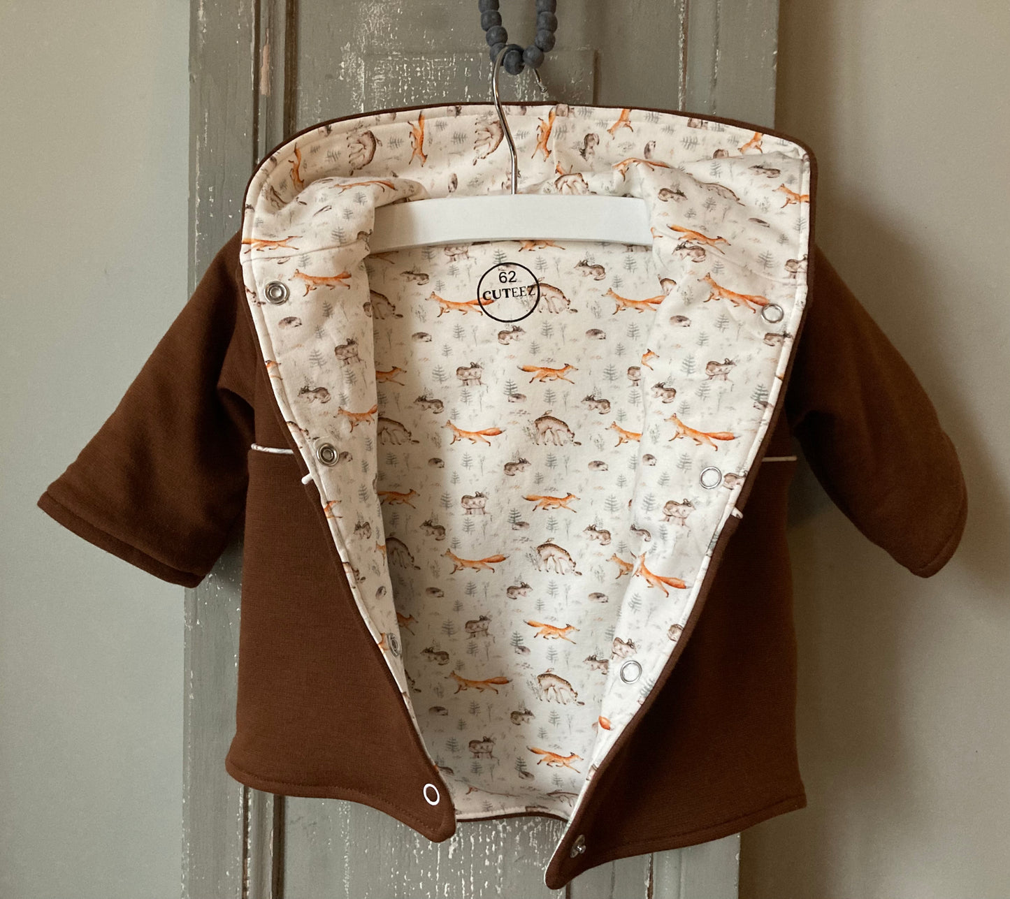 Baby jacket Fox. Size NB. Handmade baby clothes.