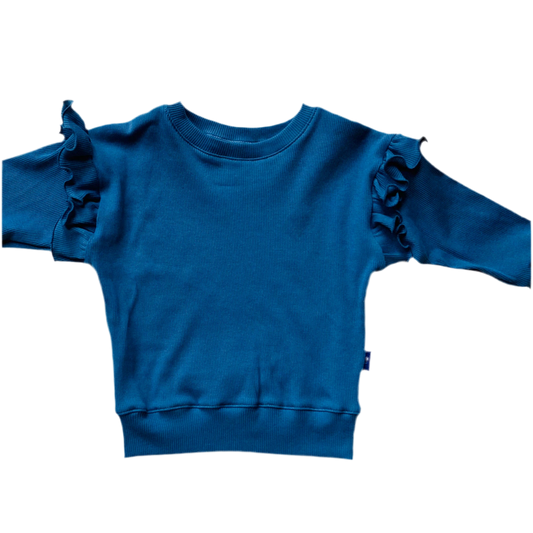 Übergroßer Rüschenpullover. Größe 86-152. Handgefertigte Kinderkleidung.