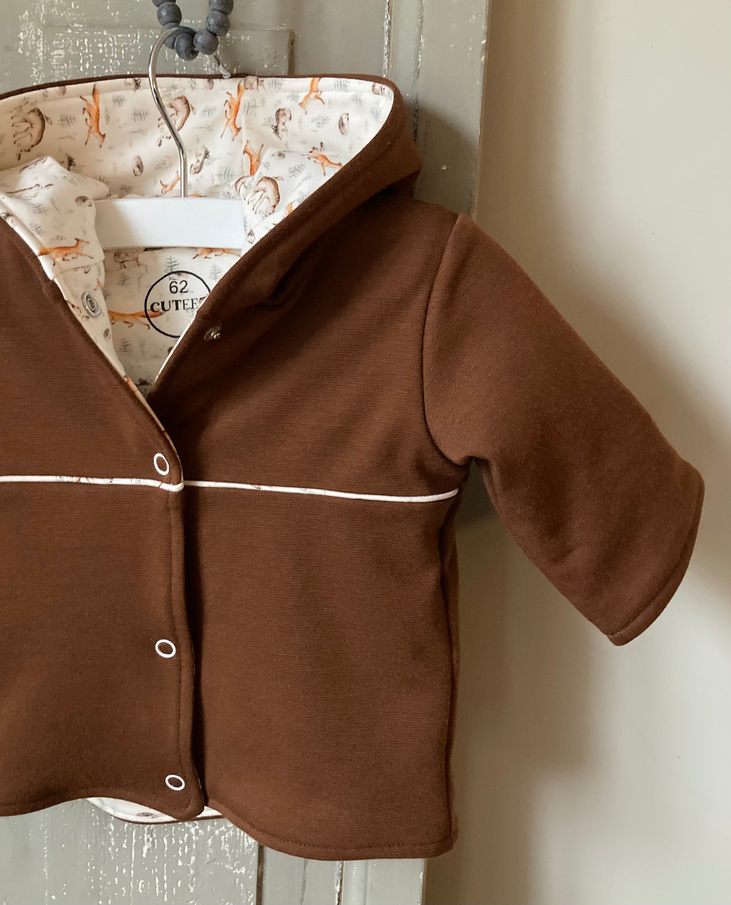 Baby jacket Fox. Size NB. Handmade baby clothes.