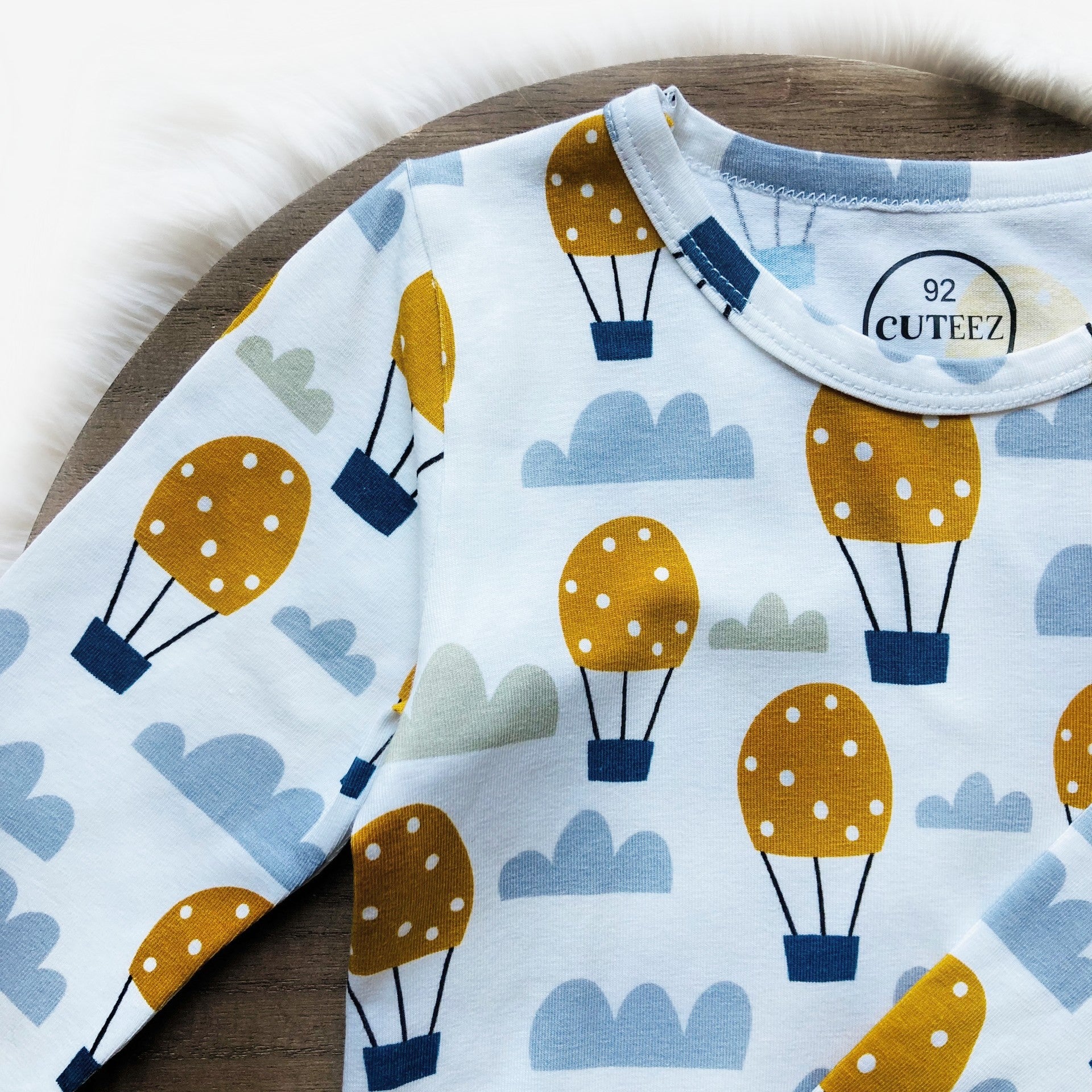 Longsleeve luchtballon babymaten duurzame handgemaakte babykleding van webshop Cuteez