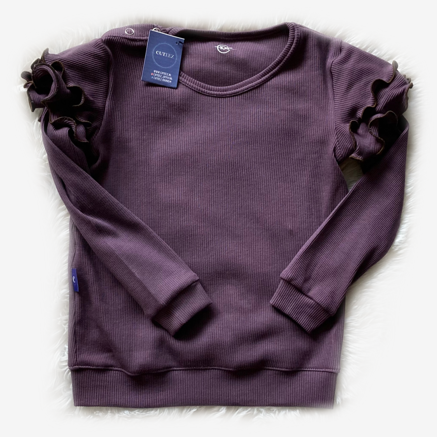 Midseason trui meisjes handgemaakt duurzaam mauve