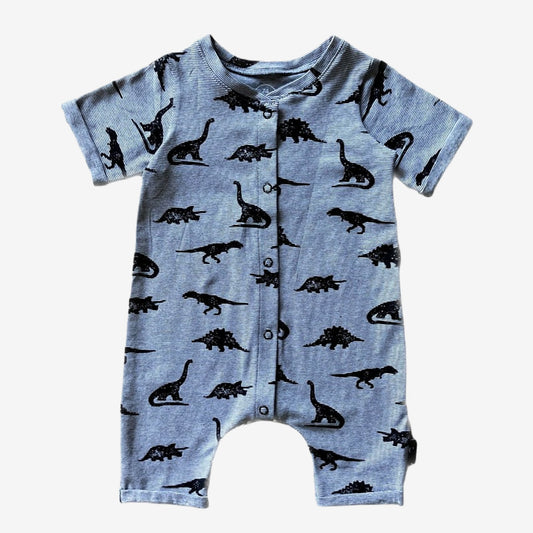 Zomerromper boxpakje Dinosaurus. Maat 50-80. Handgemaakte babykleding. Online - Handgemaakte kinderkleding; duurzame babykleding