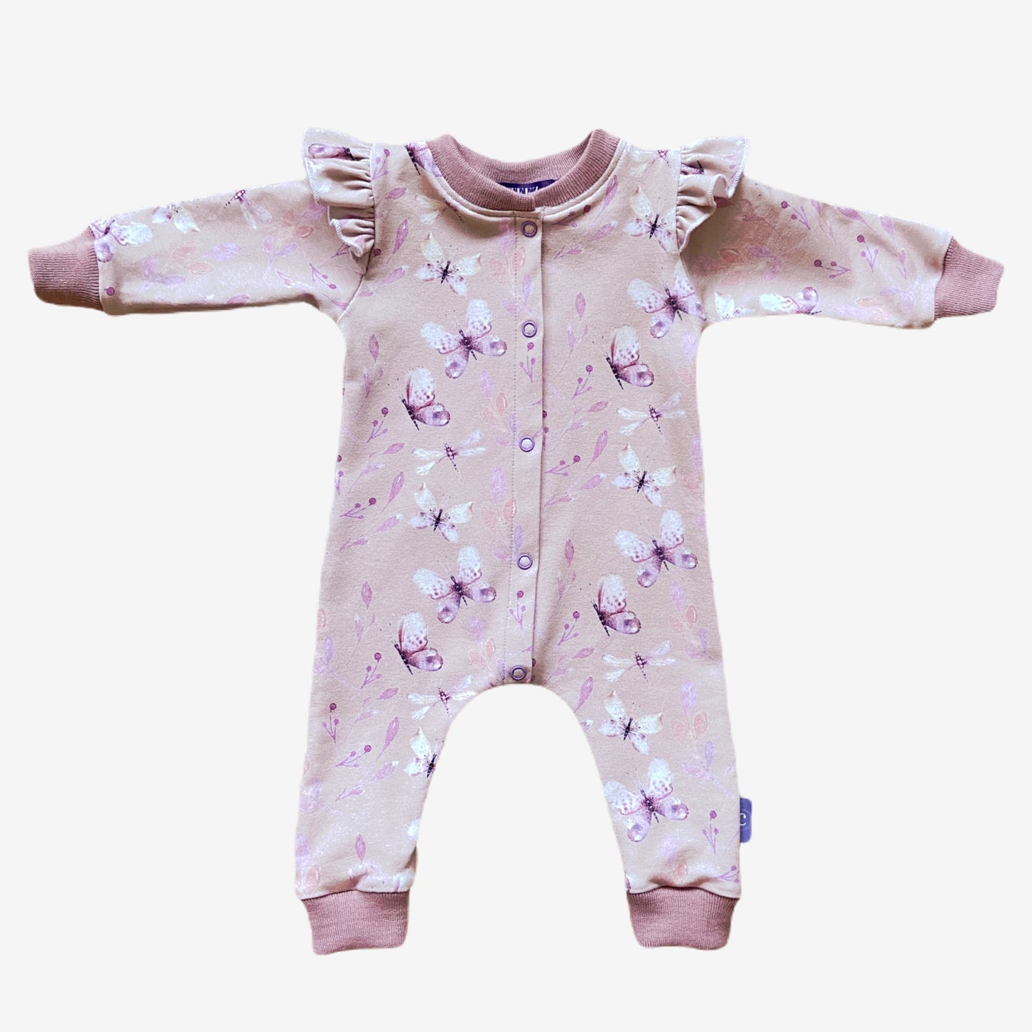 Playsuit Butterfly. Size PM - 3/6M. Handmade baby clothes.