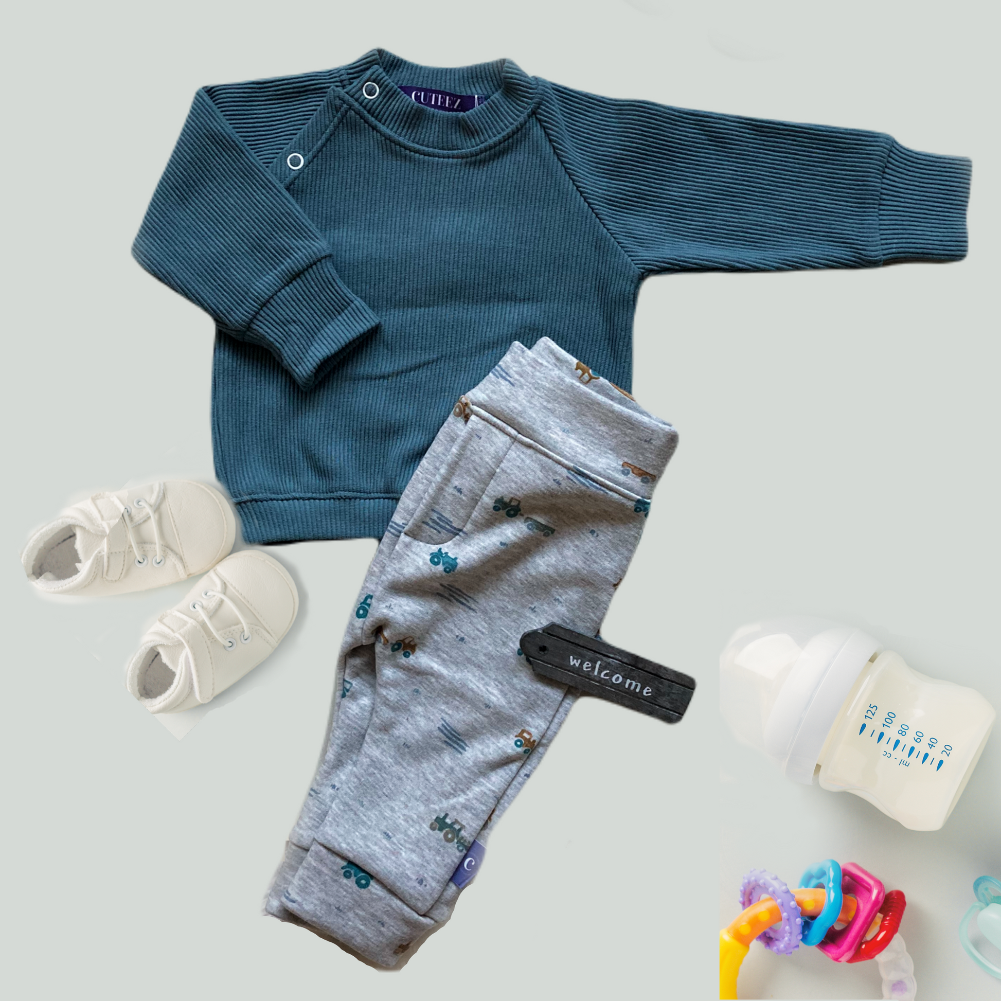 Buy Baby Set Tractor. Size 56 62. Handmade baby clothes. Online